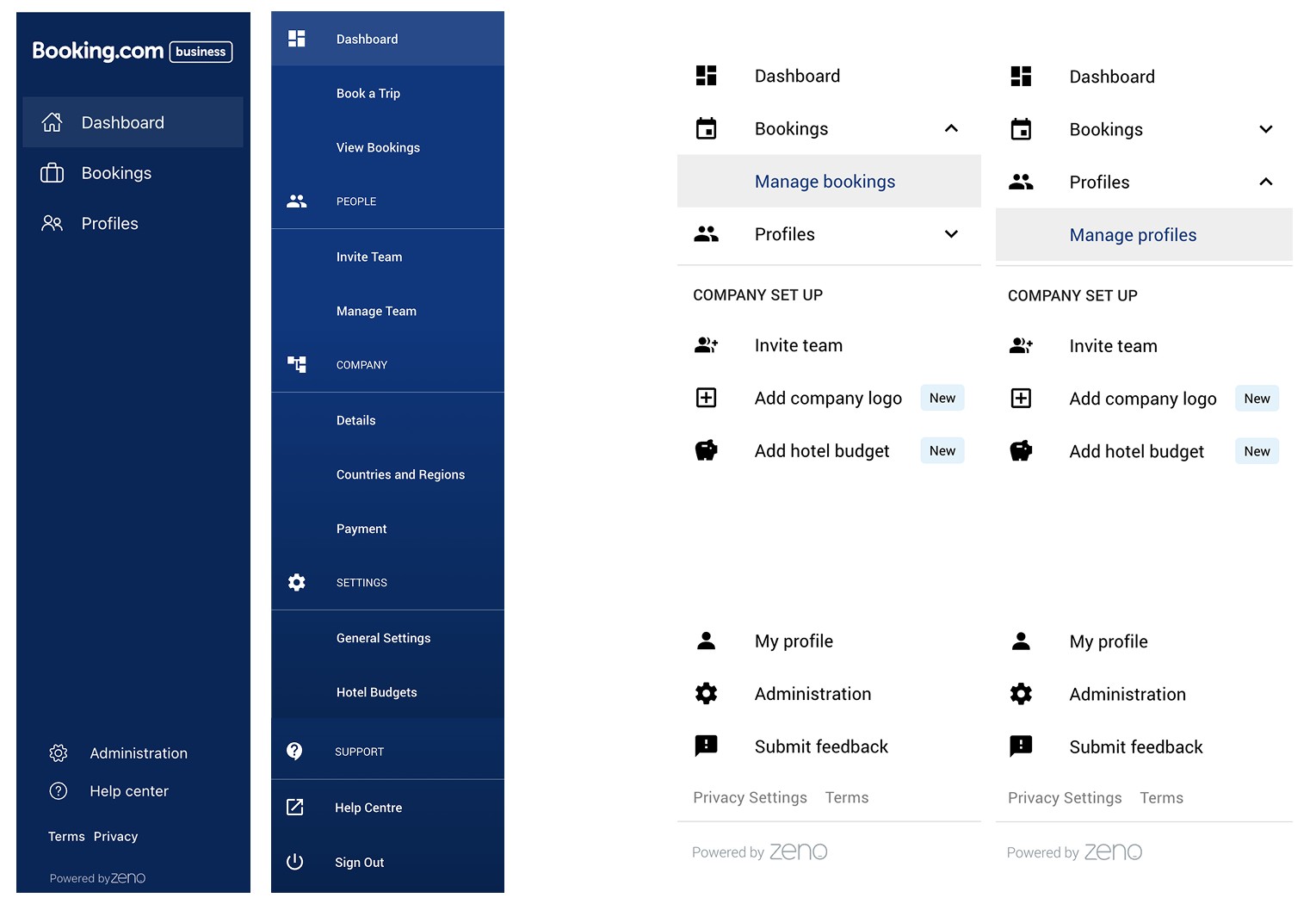 Legacy admin navigation, deep nested menus